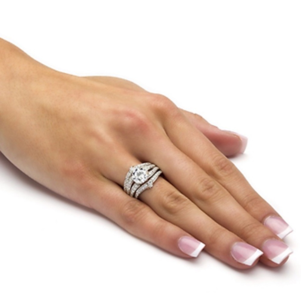 NEW 925 Sterling silver Engagement Diamond ringSet - Picture 2 of 7